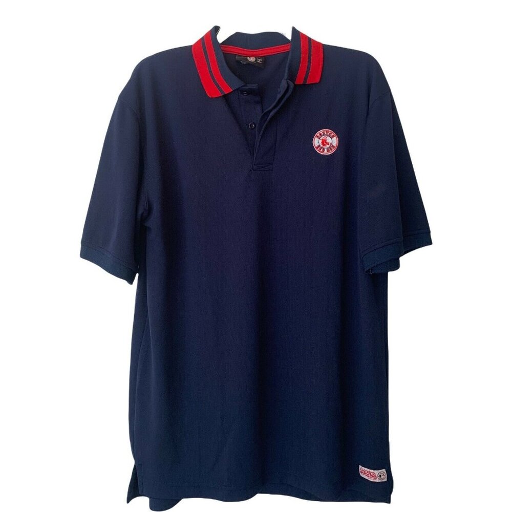 Boston Red Sox Stitches Baseball Polo Shirt Mens Blue Medium